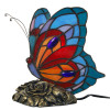 AB08019 - Tiffany style red, orange, blue and turquoise Butterfly bedside table lamp.