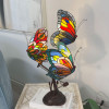 AB20101 - Tiffany style bedside table lamp with colourful butterflies