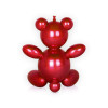 Scultura in resina rivestita con foglio metallo rosso a forma di orsetto modellato con palloncini