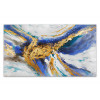 Quadro materico su telaio estetico raffigurante soggetto astratto in colori oro, blu, azzurro e bianco
