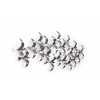 Quadro in metallo con soggetto uccelli marini che si librano in volo in colore argento