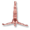 Scultura in resina effetto metallo di colore rosa con un tuffatore che si libra in aria a braccia spalancate