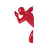 Profilo di scultura in resina con rivestimento rosso laccato di corridore con busto proteso in avanti