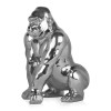 Statua in resina raffigurante un grande orango color argento