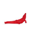 scultura in resina lucida di colore rosso che riproduce fedelmente un coccodrillo