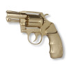 Scultura in resina raffigurante in modo realistico una pistola color oro effetto satinato