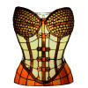 TS16139 - Yellow, orange and brown bodice table lamp sculpture