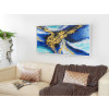 WA009WA - Abstract painting on plexiglas with gold and blue shades