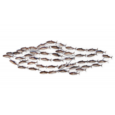 Quadro in metallo rappresentante un banco di 50 pesciolini