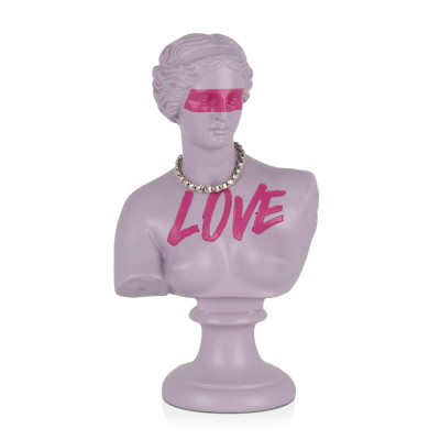 D3521X2 - Resin sculpture Greek bust with sphere pink