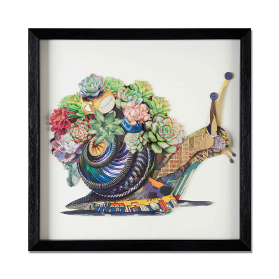 SA050A1 - Snail with flowers collage painting