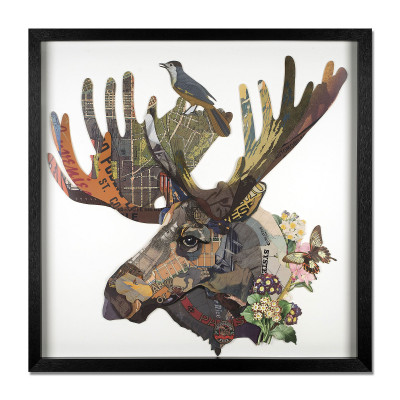 SA060A1 - Moose collage painting