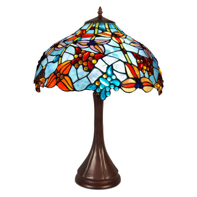 GB16728 - Lampe de table fleurs et papillons azur