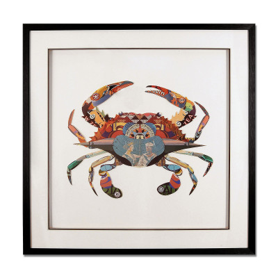 SA003A1 - Tableau collage Crabe de style vintage