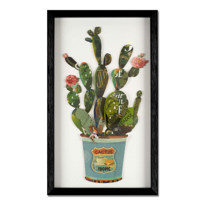 SA041A1 - Tableau collage Cactus en pot
