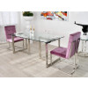 Due sedie da pranzo Lira serie Luxury separate da un tavolo in soggiorno