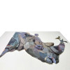 SA059A1 - Tableau collage Rhinocéros avec oiseaux