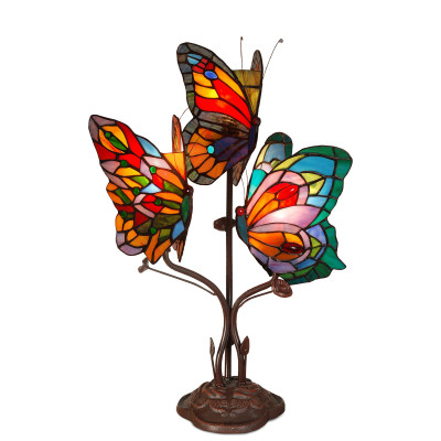 AB20101 - Abat - jour style Tiffany Papillons colorés