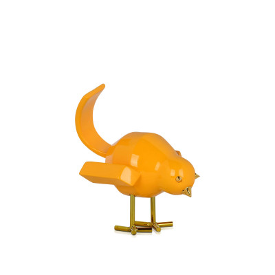 D1414PY - Oiseau jaune sculpture en résine