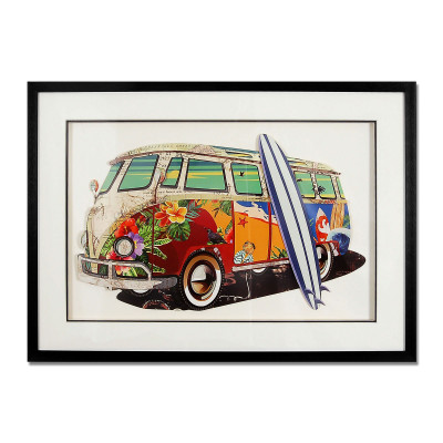 SA027A1 - Tableau collage Volkswagen Van vintage 2