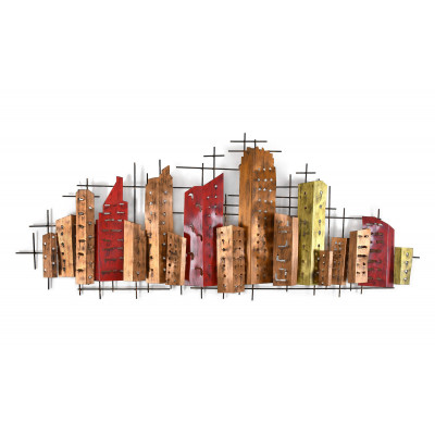 BP6156A - Skyline de ciudad rojo y bronce