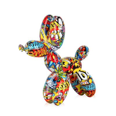 cane palloncino in resina con decorazioni stile Pop Art