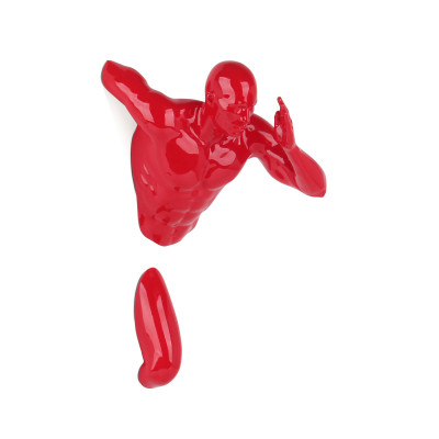 Scultura in resina laccata rosso raffigurante un corridore dal fisico atletico