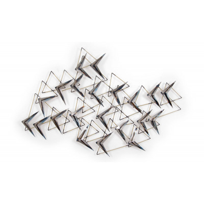 Quadro in metallo rappresentante rondini stilizzate in volo