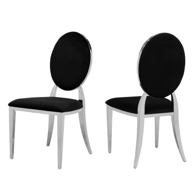 Sedie artigianali design con schienale ovale e rivestimento velluto nero