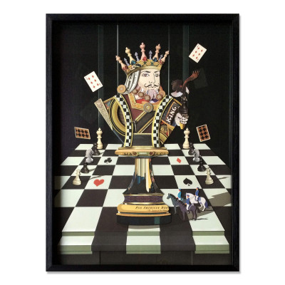 SA076A1 - Cuadro collage 3D Rey de ajedrez 