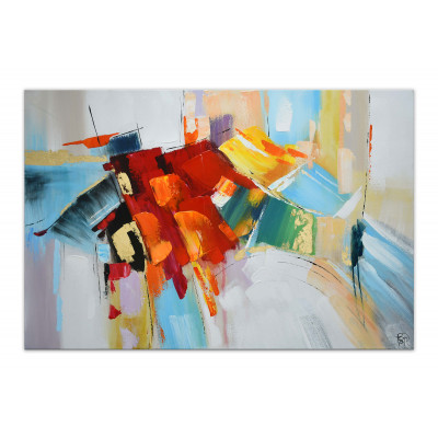 WF007X1 - Cuadro abstracto multicolor sobre fondo claro