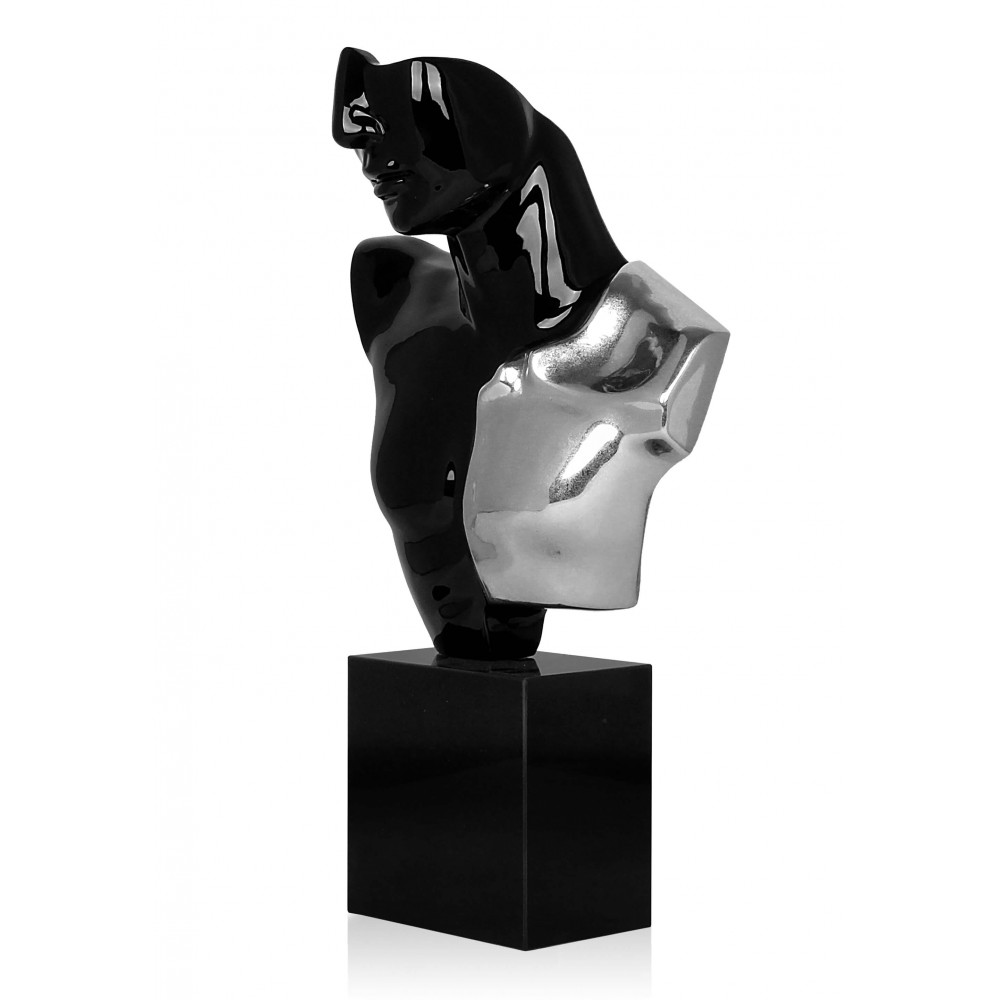 Oggetto d'arte realizzato a mano in resina con busto d'uomo senza braccia e volto