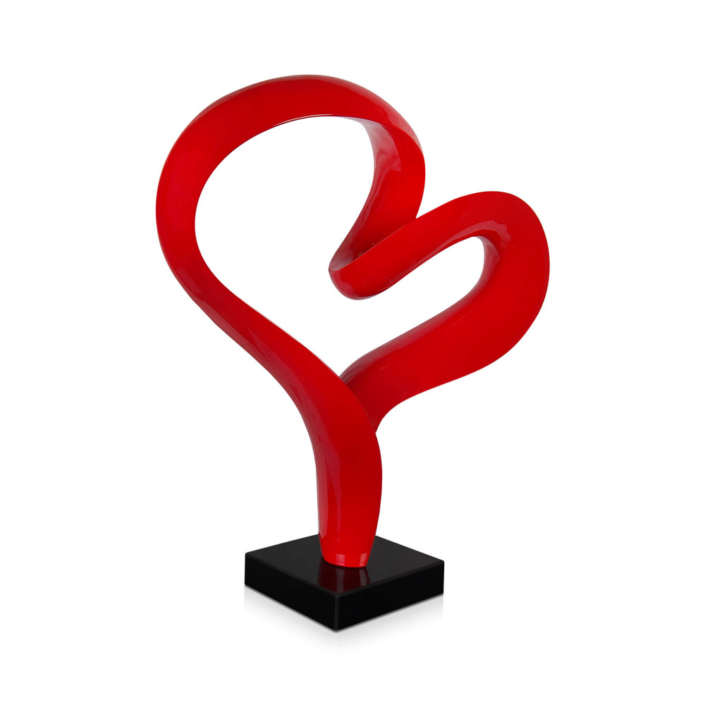 Statuetta dal mood moderno raffigurante un nastro rosso che si avvolge disegnando un cuore