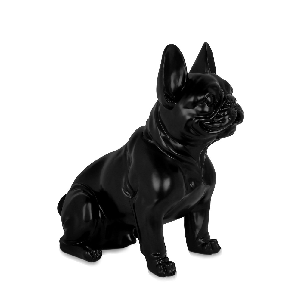 statua nera realistica di bulldog francese seduto