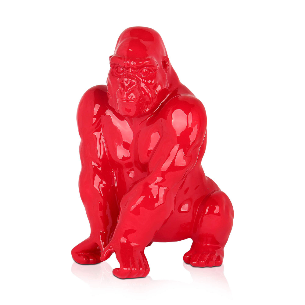 Imponente orango realizzato in resina laccata rossa