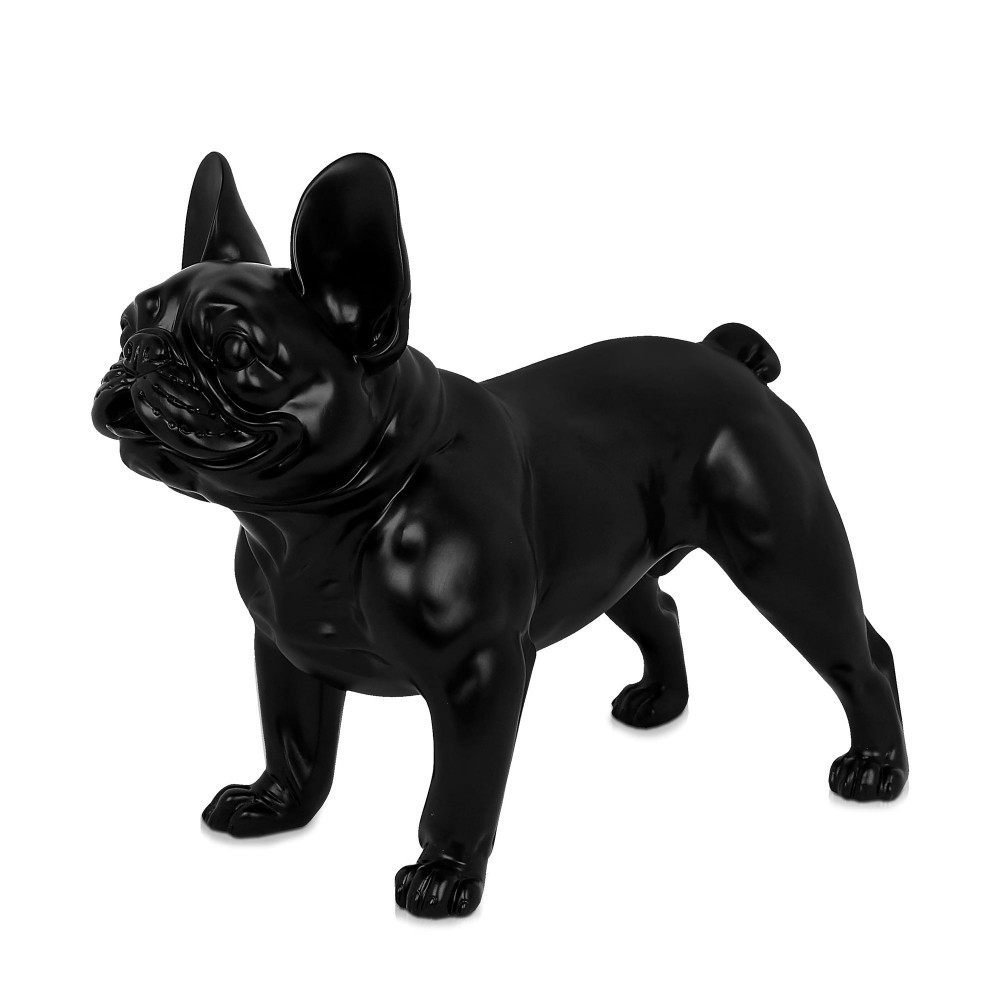 Scultura in resina colore nero satinato raffigurante un Bulldog francese