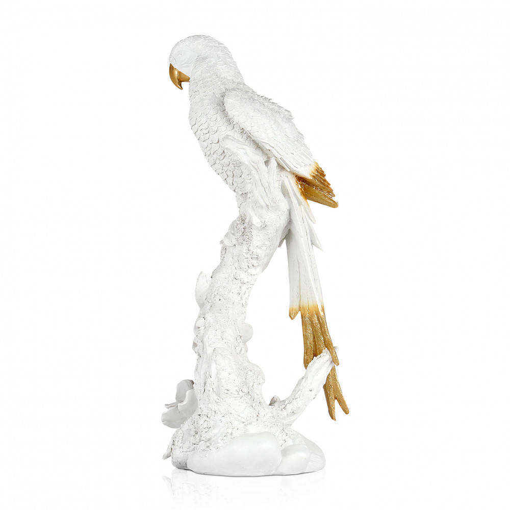 Soprammobile moderno in resina con pappagallo bianco realistico