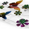 Dettagli quadro in metallo fiori e farfalle colorate