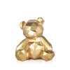 Statuetta a forma di orsetto con superficie dorata effetto metallo multisfaccettata