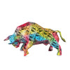 D5126W1A - Escultura de resina Toro tallado multicolor