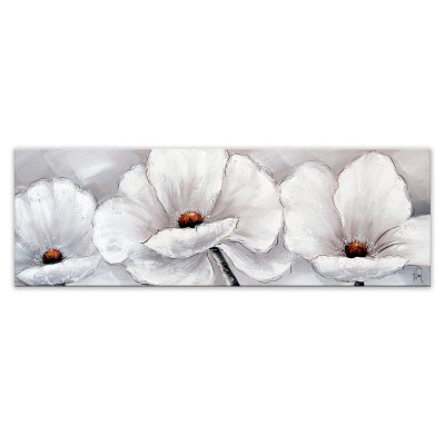 Quadro con fiori bianchi su sfondo nei toni del grigio