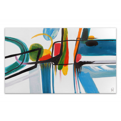 AS459X1 - Cuadro abstracto multicolor sobre fondo blanco