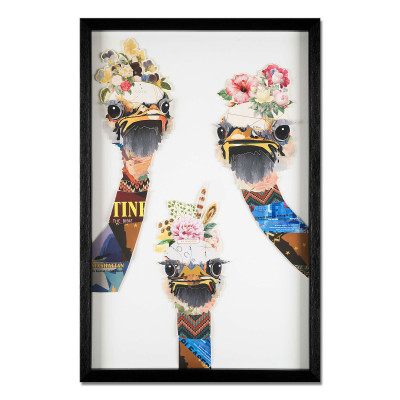 SA047A1 - Cuadro collage Avestruces Pop Art