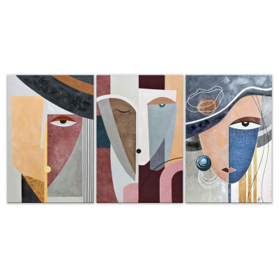 WF065TX1 - Composición de rostros abstractos multicolor