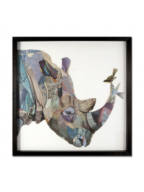 SA059A1 - Collage - Bild Nashorn mit Vögeln