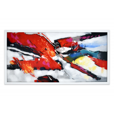 WA013WA - Abstraktes Gemälde auf Plexiglas rot und weiß