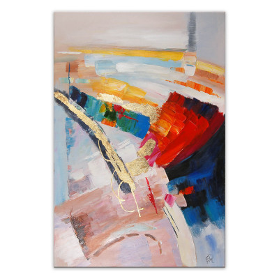 AS476X1 - Abstraktes mehrfarbiges Gemälde auf hellem Hintergrund