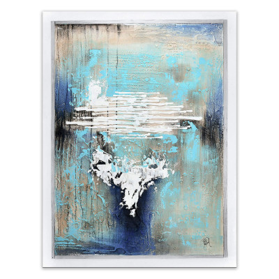 AS480X1 - Abstraktes Gemälde hellblau mit weißem Rand