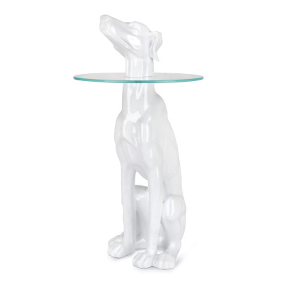 D8131PW-T - Kleiner Tisch Windhund weiß