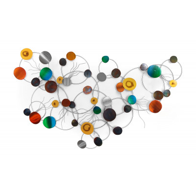 MP014A - Metallgemälde Farbige Komposition aus Kreisen und Ringen